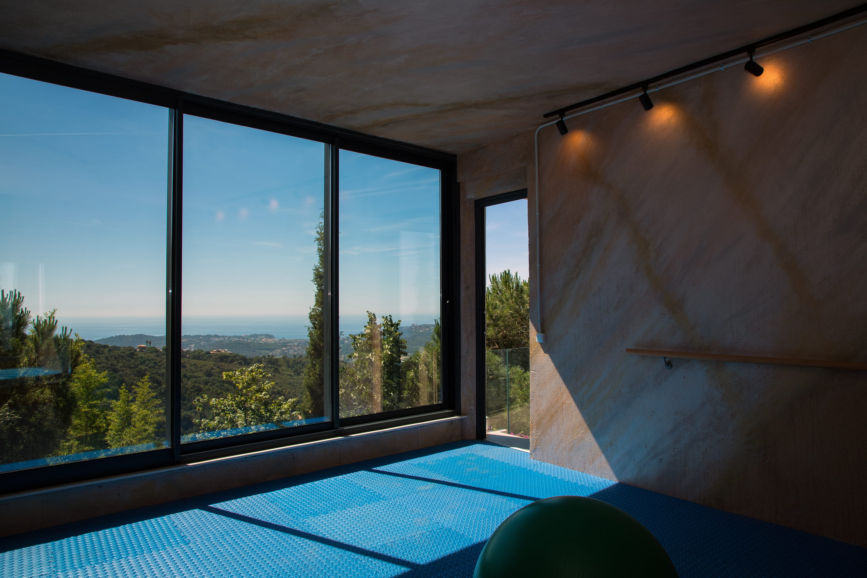 Fitness room with a view